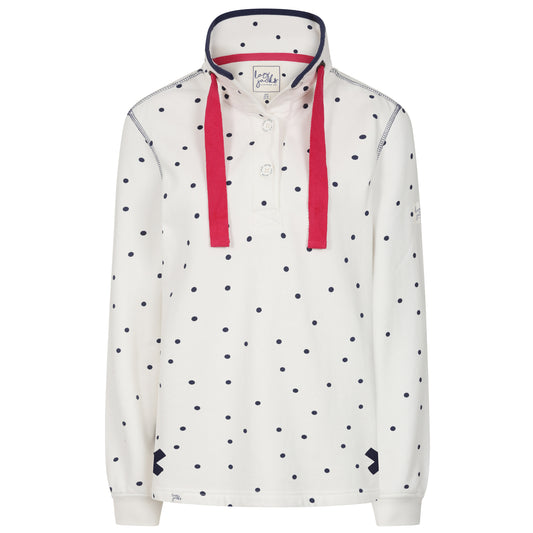 LJ14 - Ladies Polka Dot Button Neck Sweatshirt - Chalk