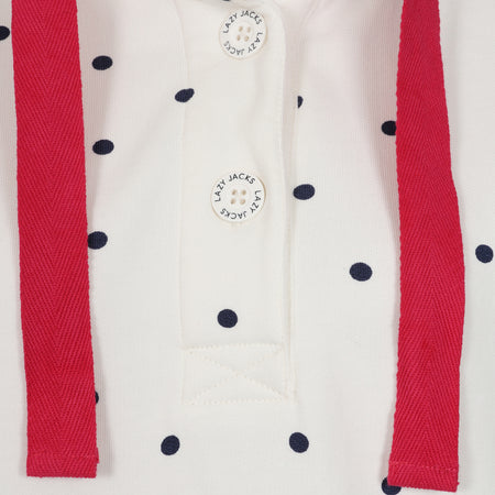 LJ14 - Ladies Polka Dot Button Neck Sweatshirt - Chalk