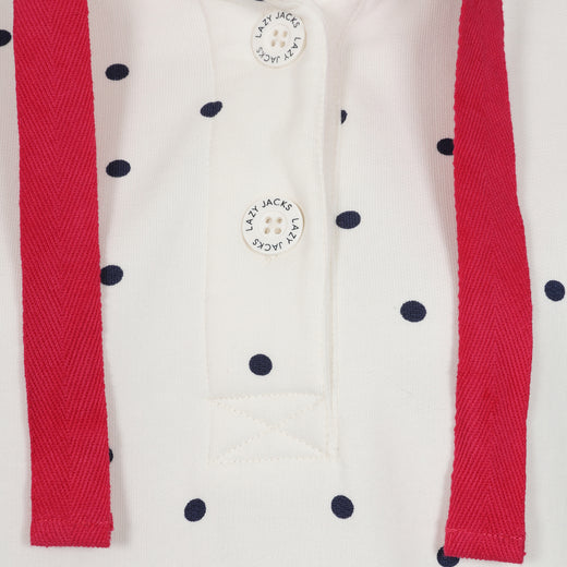 LJ14 - Ladies Polka Dot Button Neck Sweatshirt - Chalk