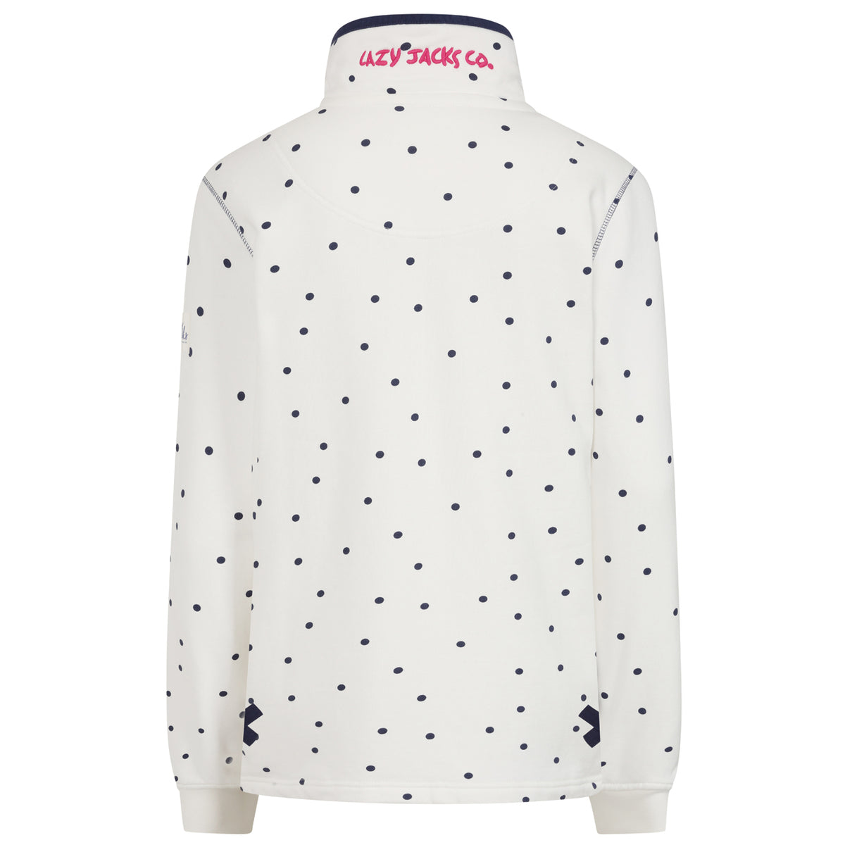 LJ14 - Ladies Polka Dot Button Neck Sweatshirt - Chalk