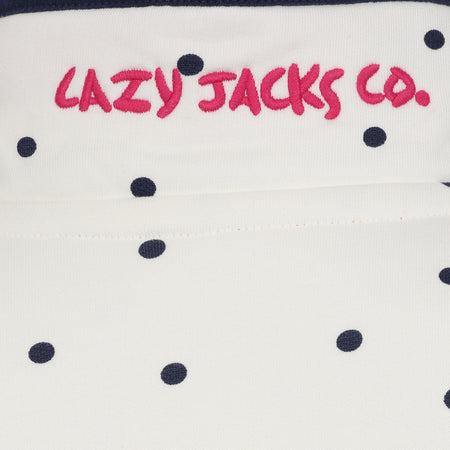 LJ14 - Ladies Polka Dot Button Neck Sweatshirt - Chalk
