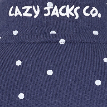 LJ14 - Ladies Polka Dot Button Neck Sweatshirt - Twilight