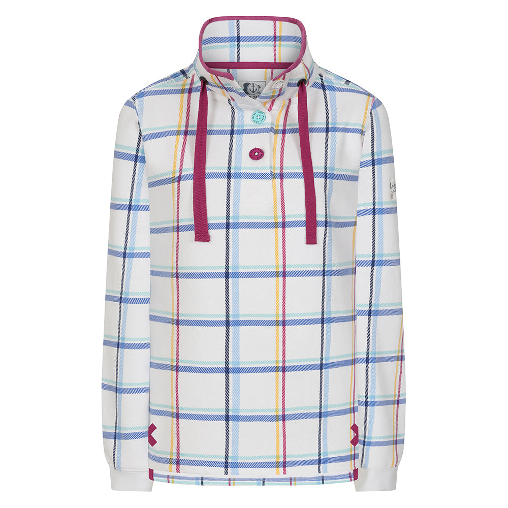 LJ14 - Ladies Plaid Button Neck Sweatshirt - Watercolours
