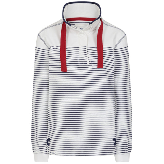 LJ14 - Ladies Button Neck Sweatshirt - White