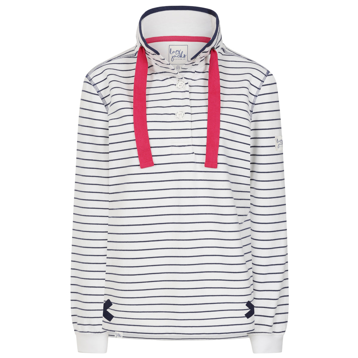 LJ14 - Ladies Button Neck Sweatshirt - White