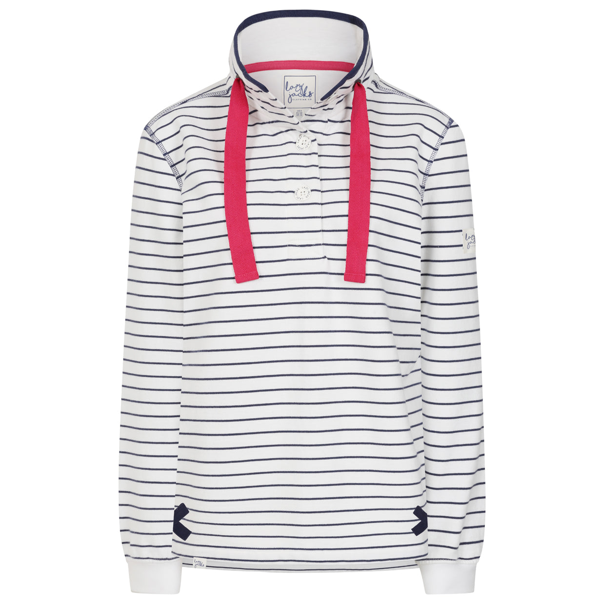 LJ14 - Ladies Button Neck Sweatshirt - White