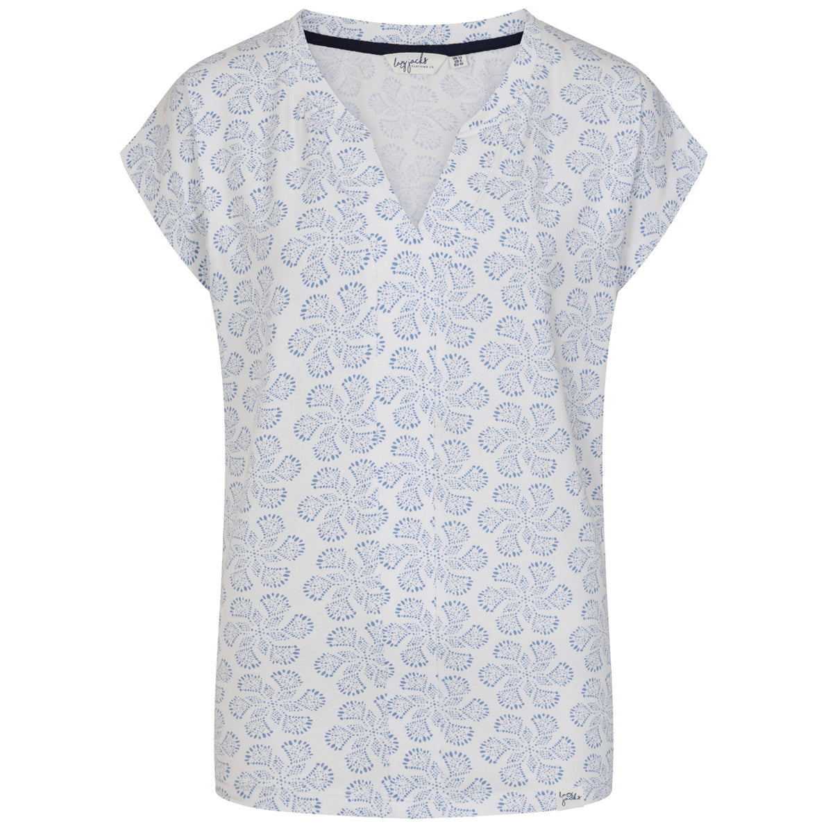 LJ156 - Printed V Neck T-Shirt - Swirls