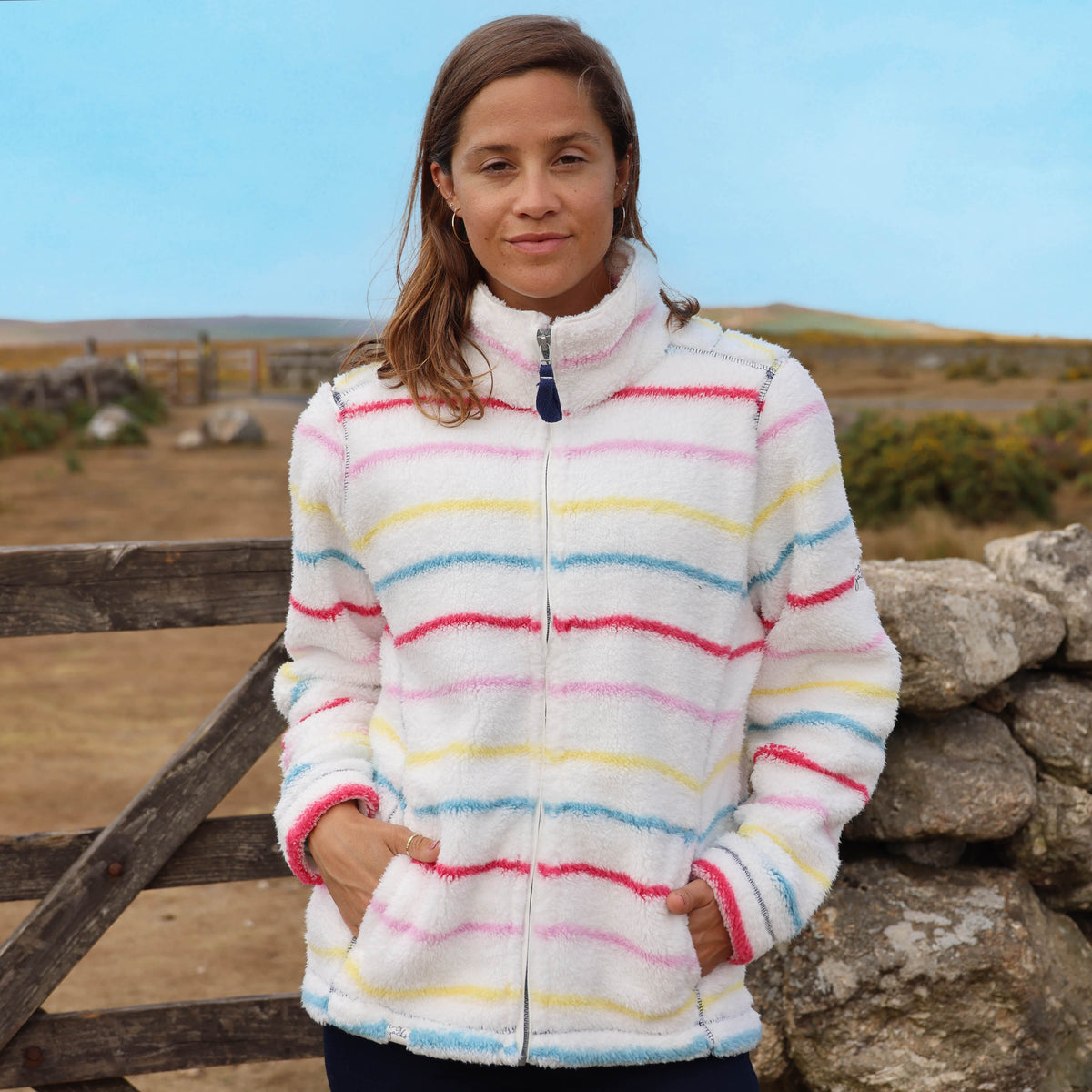 LJ157S - Striped Full Zip Snug - Winter Brights
