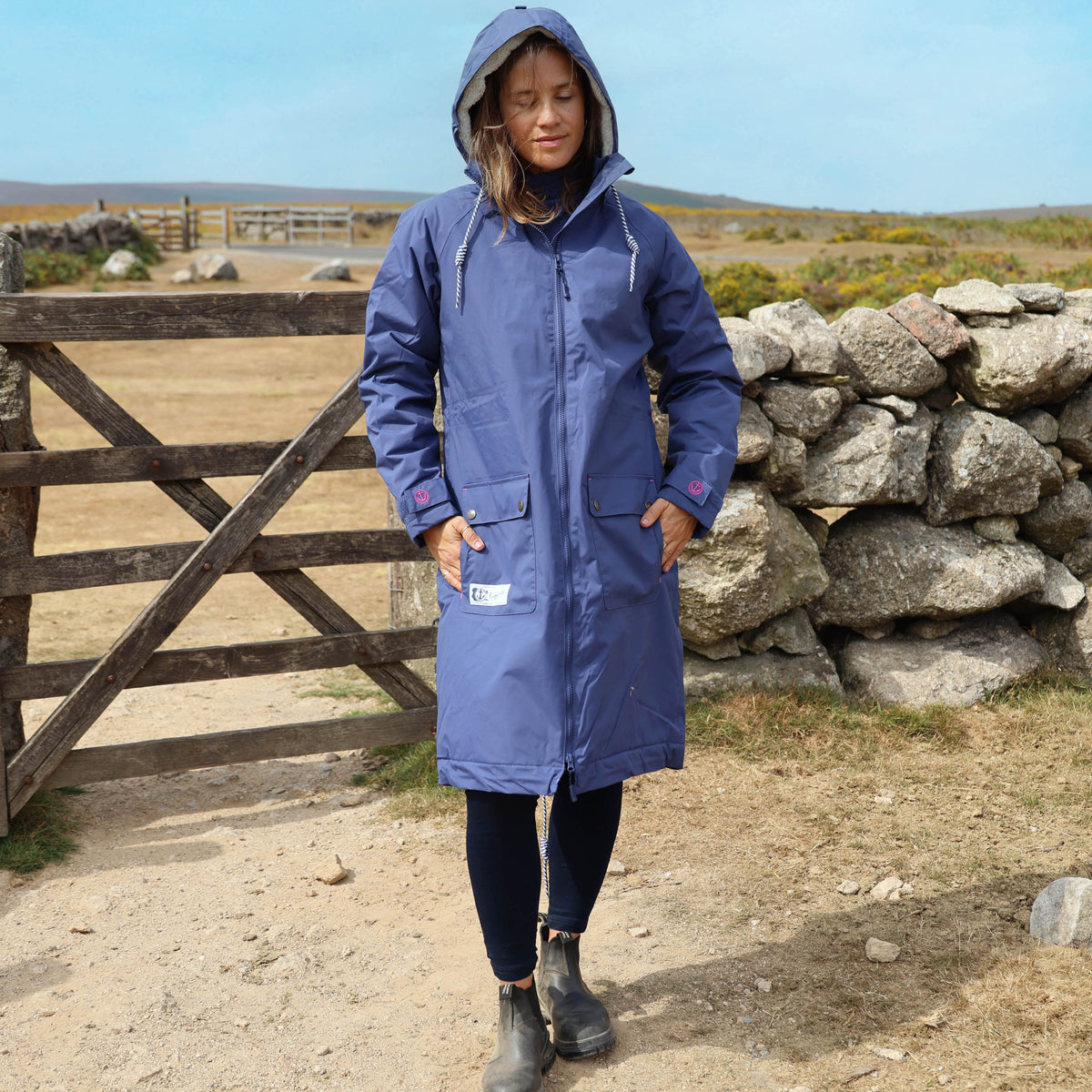 LJ159 - Ladies Long Snug Lined Coat - Twilight
