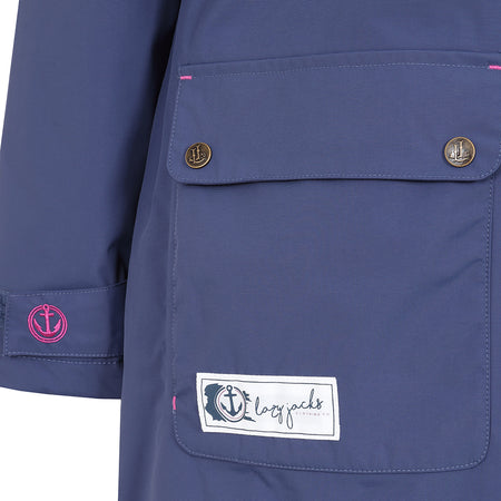LJ159 - Ladies Long Snug Lined Coat - Twilight