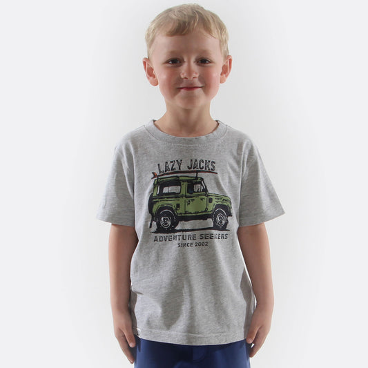 LJ15C  - Boys Graphic Tee - Grey Marle