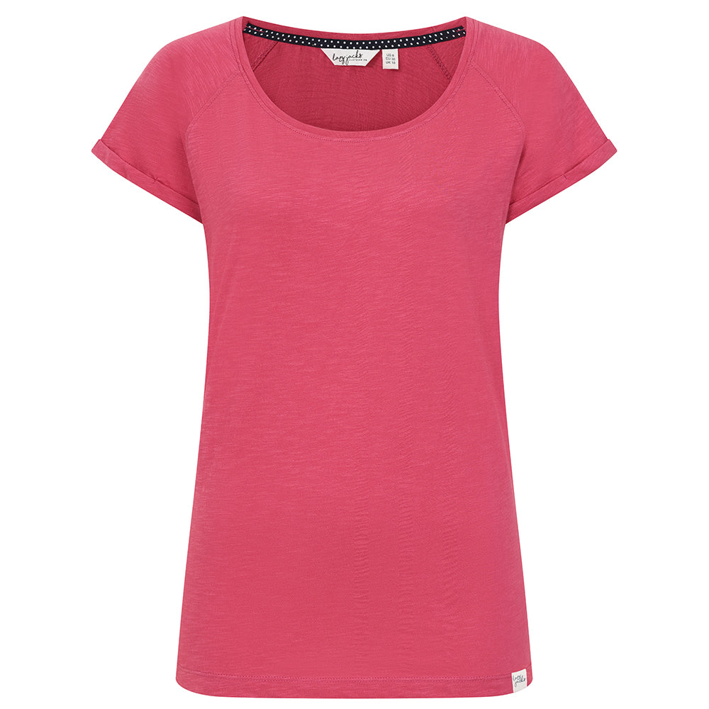 LJ163 - Ladies Roll Sleeve Tee - Cherry