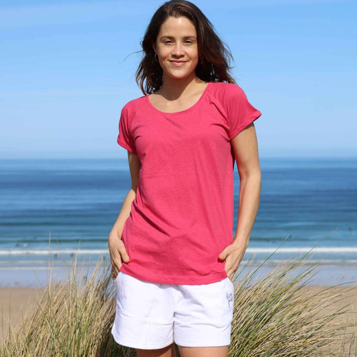 LJ163 - Ladies Roll Sleeve Tee - Cherry