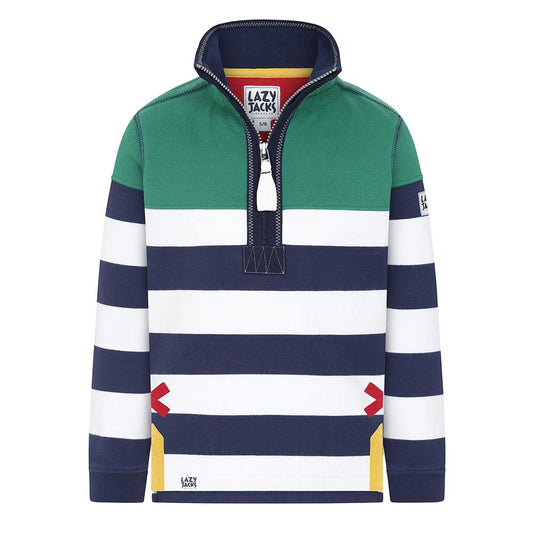 LJ18C - Boys Striped 1/4 Zip Sweatshirt - Fern