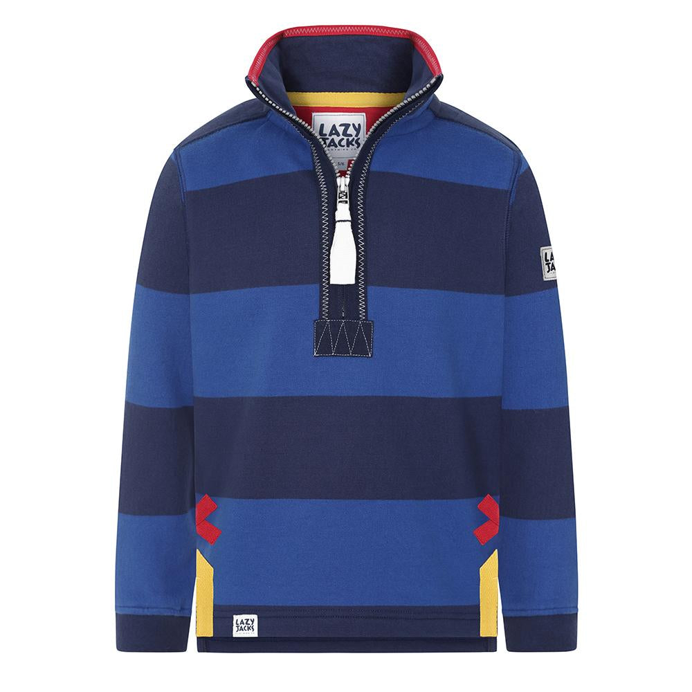 LJ18C - Boys Striped 1/4 Zip Sweatshirt - Royal