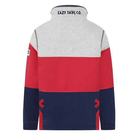 LJ18C - Boy's Striped 1/4 Zip Sweatshirt - Rouge