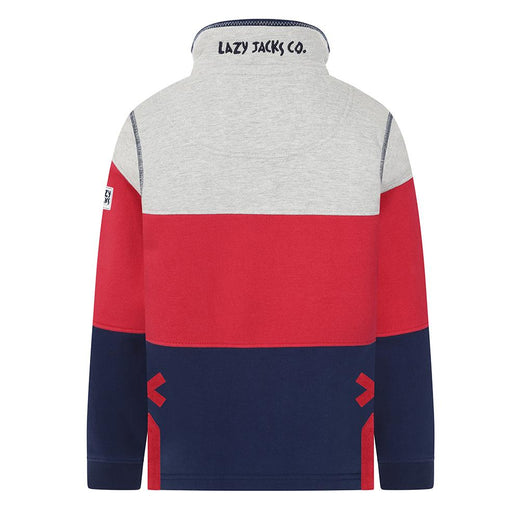 LJ18C - Boy's Striped 1/4 Zip Sweatshirt - Rouge