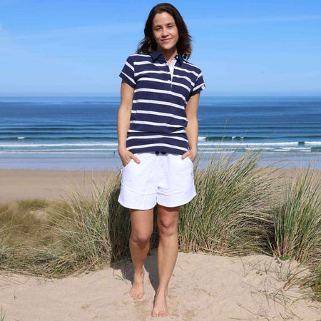 LJ22 - Ladies Striped Polo Shirt - Twilight