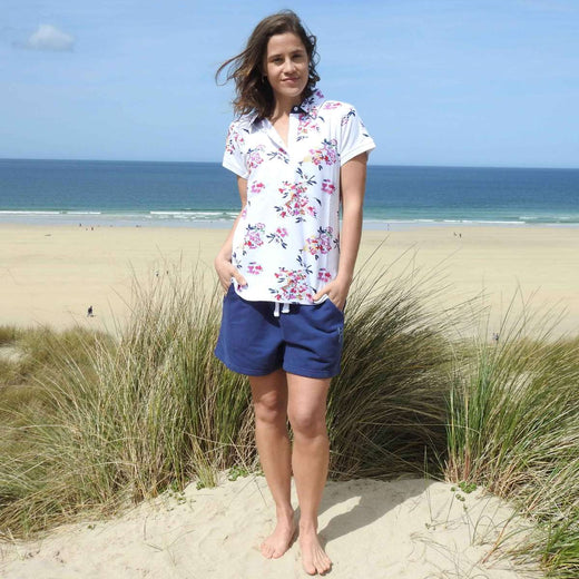 LJ12P - Printed Polo Top - Wildflower White