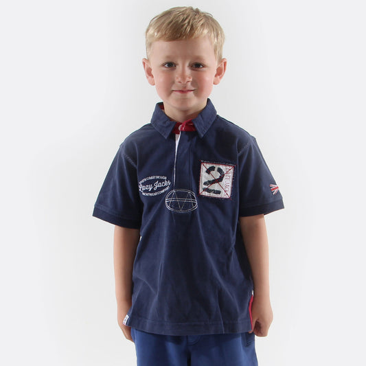 LJ23C - Boy's Short Sleeve Rugby Shirt - Marine