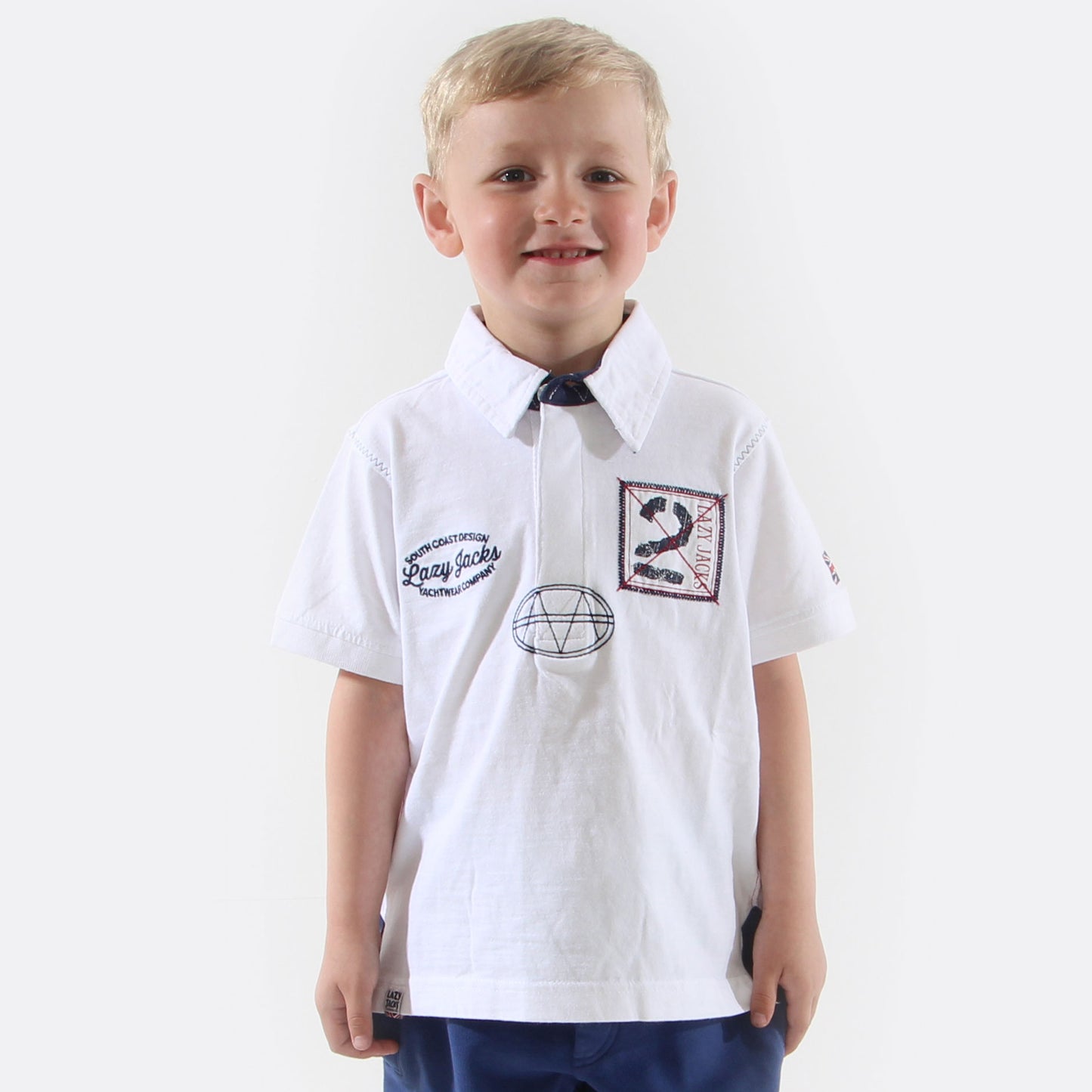 LJ23C - Boy's Short Sleeve Rugby Shirt - White