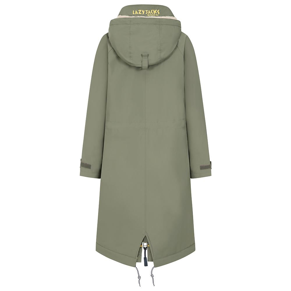 LJ159 - Ladies Long Snug Lined Coat - Khaki