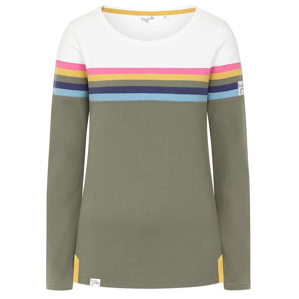 LJ97M - Multi Striped Breton Top - Khaki