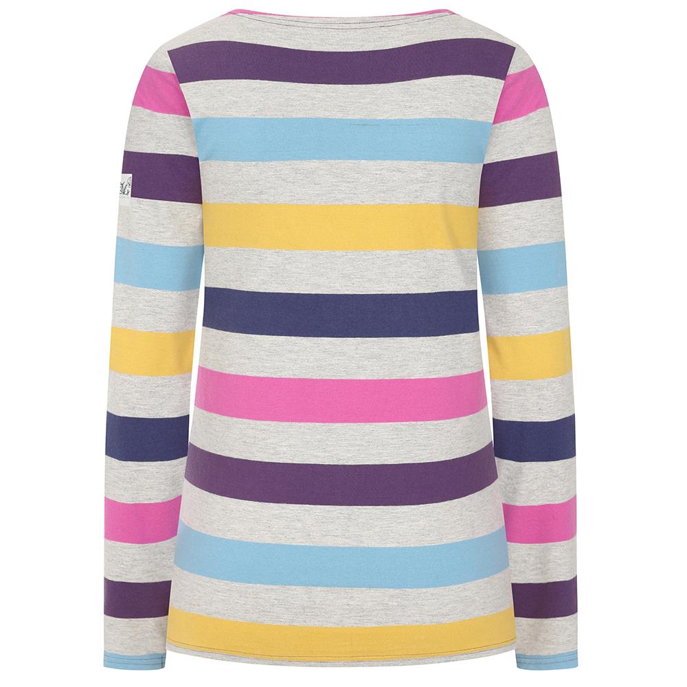 LJ97M - Multi Striped Breton Top - Grey Marle