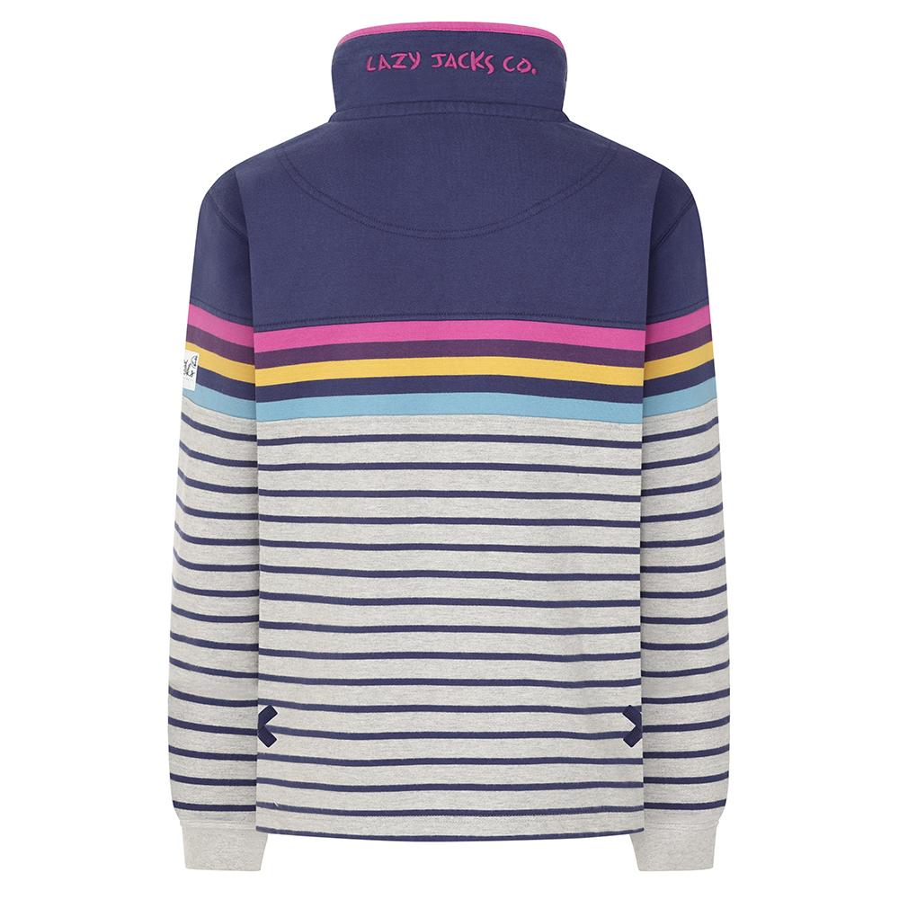 LJ35 - Striped 1/4 Zip Sweatshirt - Grey Marle