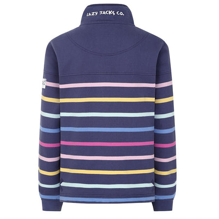 LJ6 - Striped Button Neck Sweatshirt - Twilight