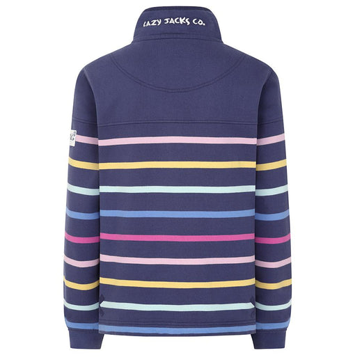 LJ6 - Striped Button Neck Sweatshirt - Twilight
