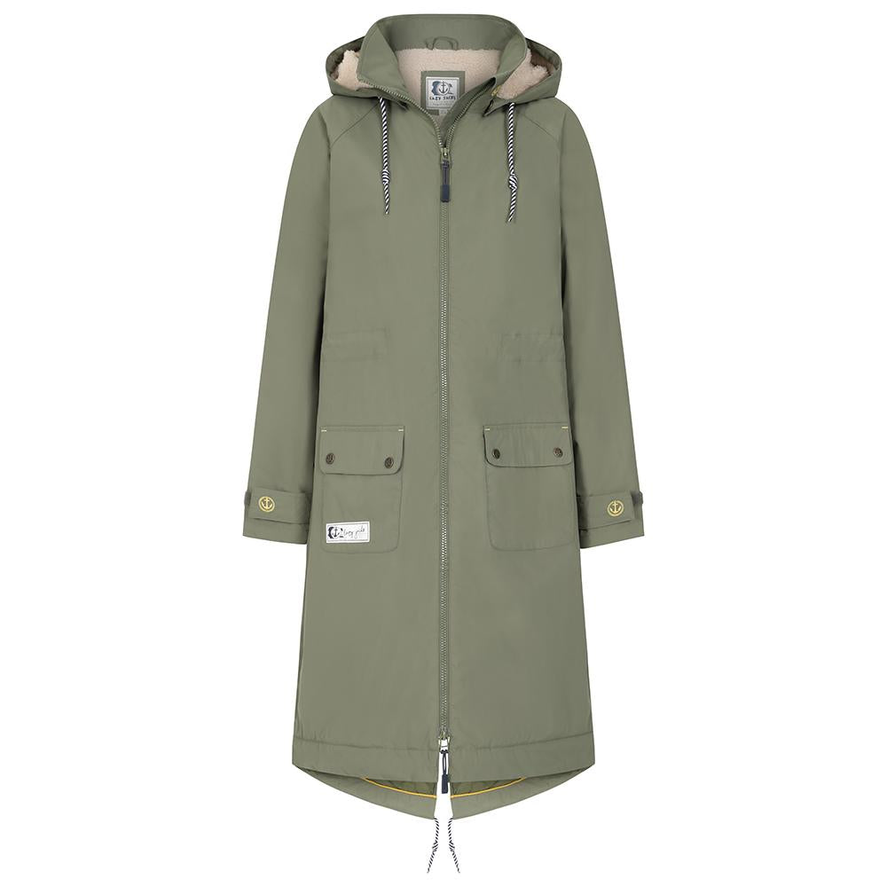 LJ159 - Ladies Long Snug Lined Coat - Khaki