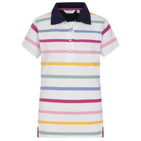 LJ22 - Ladies Striped Polo Top - Pastel