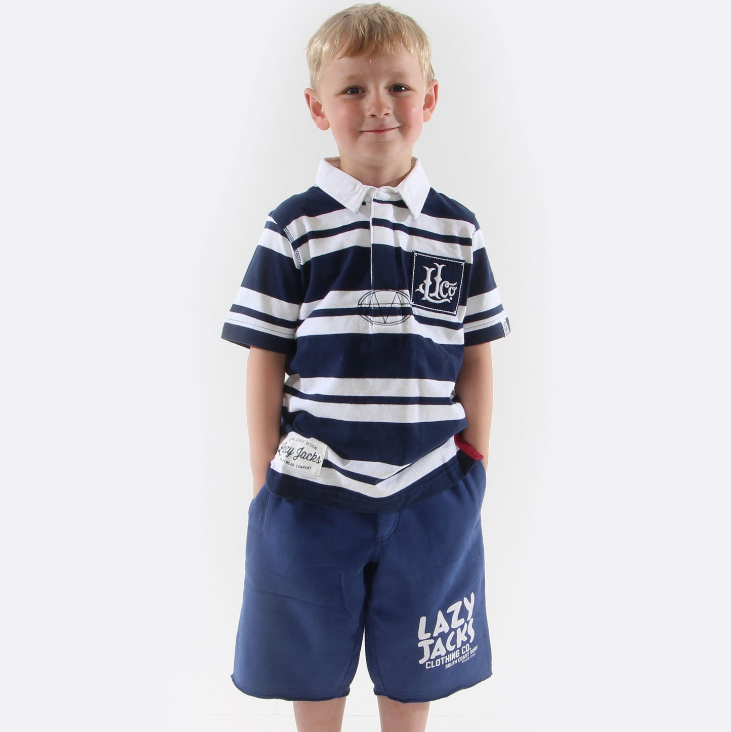 LJ27C - Boys Short Sleeve Rugby Shirt - Marine