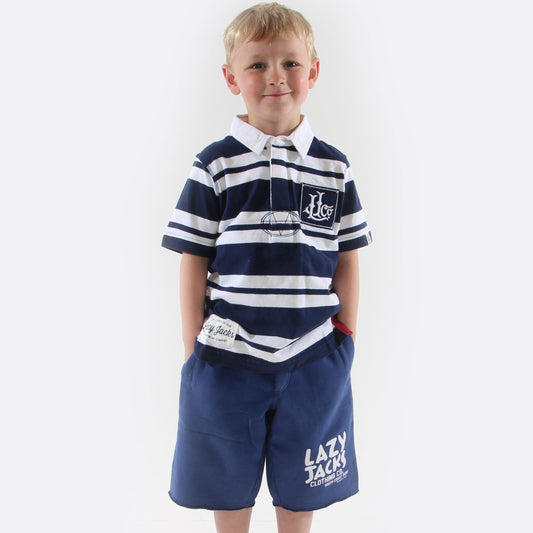 LJ27C - Boys Short Sleeve Rugby Shirt - Marine