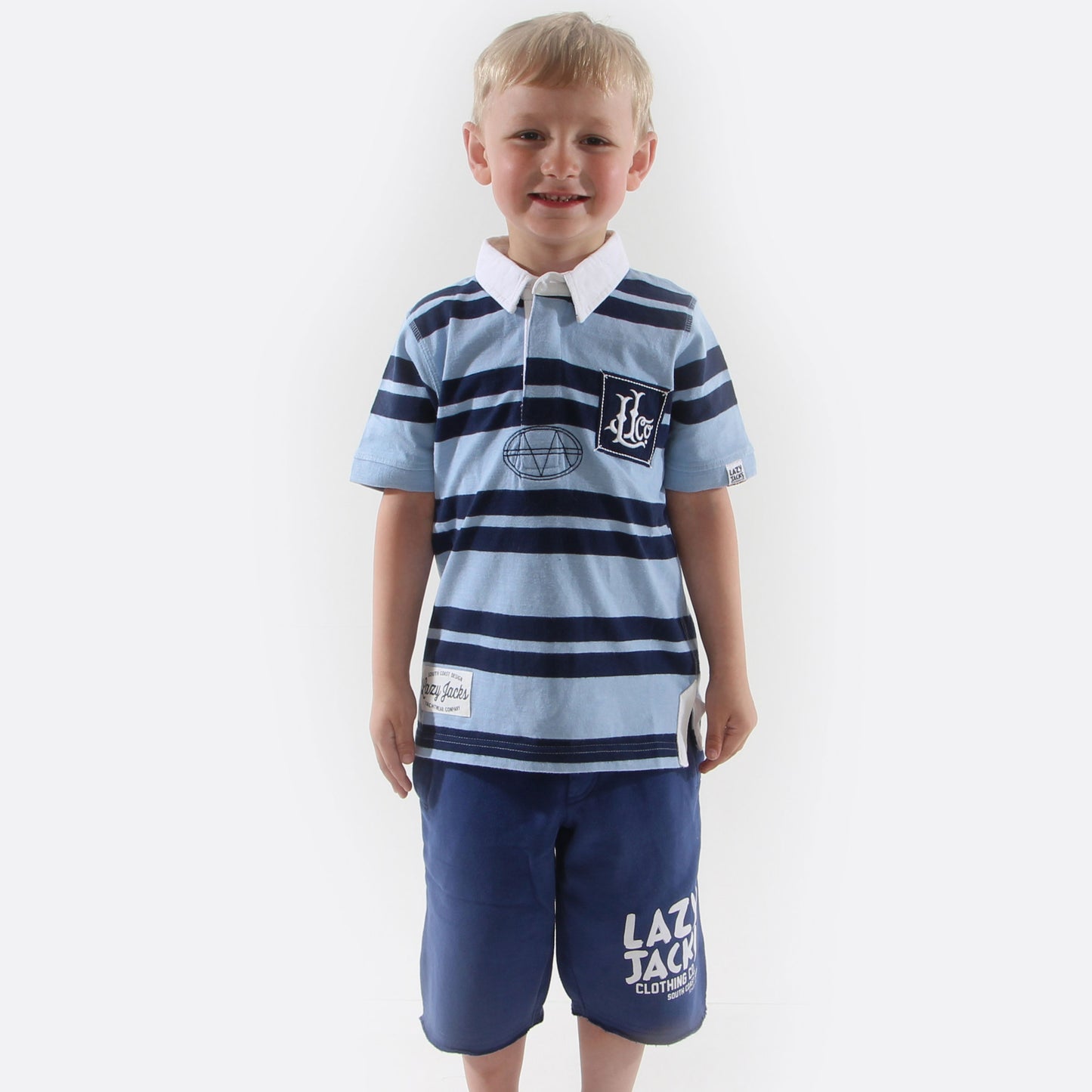 LJ27C - Boys Short Sleeve Rugby Shirt - Sky