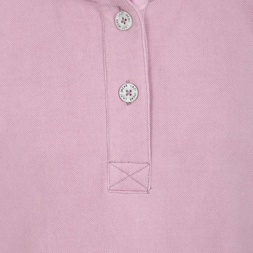 LJ301C - Girls Pique Button Neck Sweatshirt - Pink