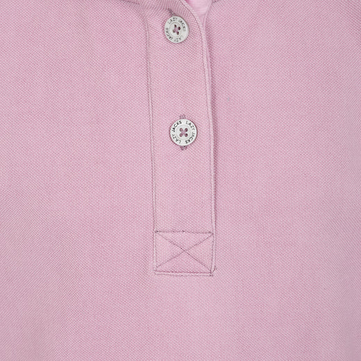 LJ301C - Girls Pique Button Neck Sweatshirt - Pink