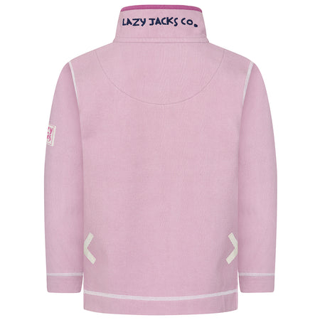 LJ301C - Girls Pique Button Neck Sweatshirt - Pink