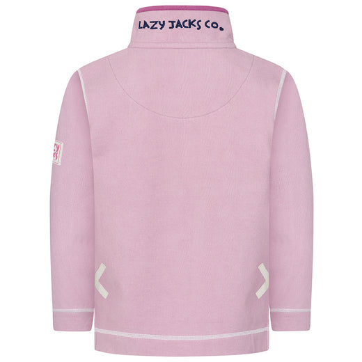 LJ301C - Girls Pique Button Neck Sweatshirt - Pink