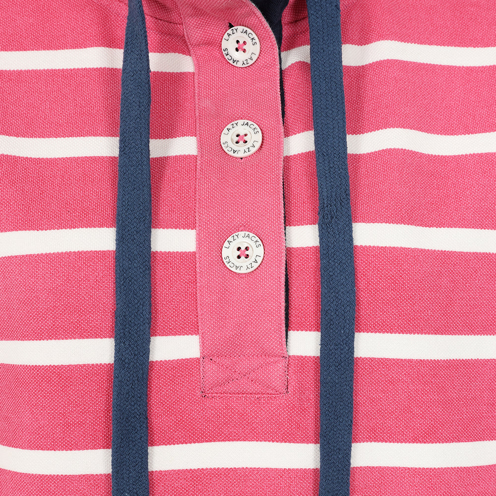 LJ301S - Pique Button Neck Sweatshirt - Cherry