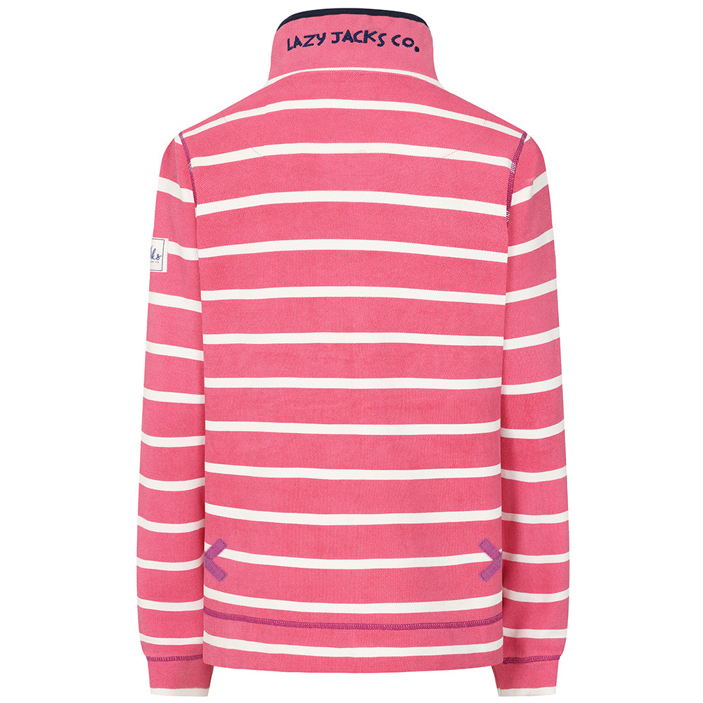LJ301S - Pique Button Neck Sweatshirt - Cherry