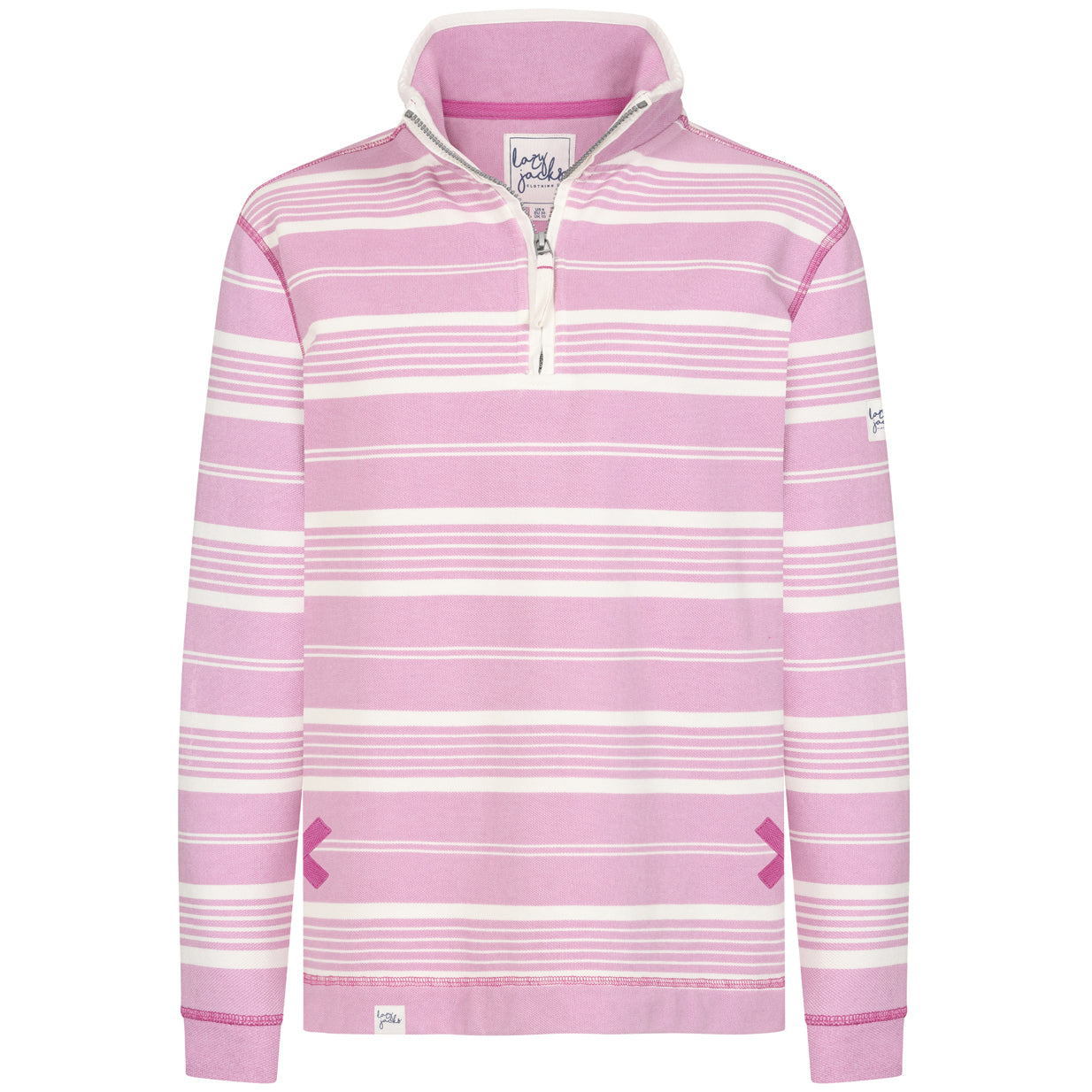 LJ350S - Pique 1/4 Zip Stripe Sweatshirt - Pink