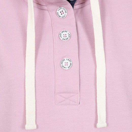 LJ301 - Pique Button Neck Sweatshirt - Pink