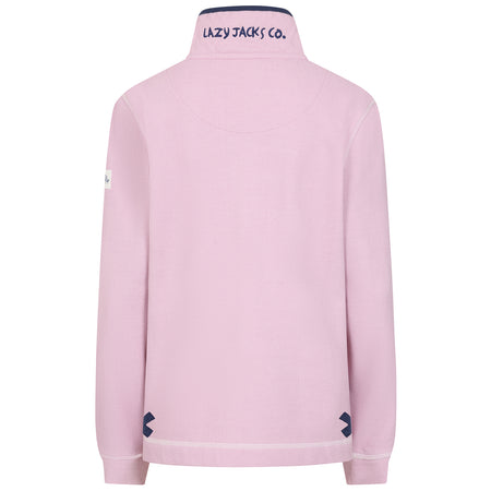 LJ301 - Pique Button Neck Sweatshirt - Pink
