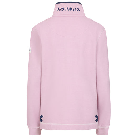 LJ301 - Pique Button Neck Sweatshirt - Pink