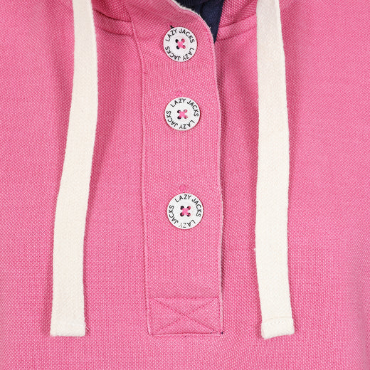 LJ301 - Pique Button Neck Sweatshirt - Salmon