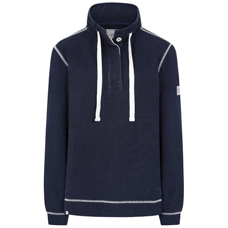 LJ301 - Pique Button Neck Sweatshirt - Twilight - White Drawstrings