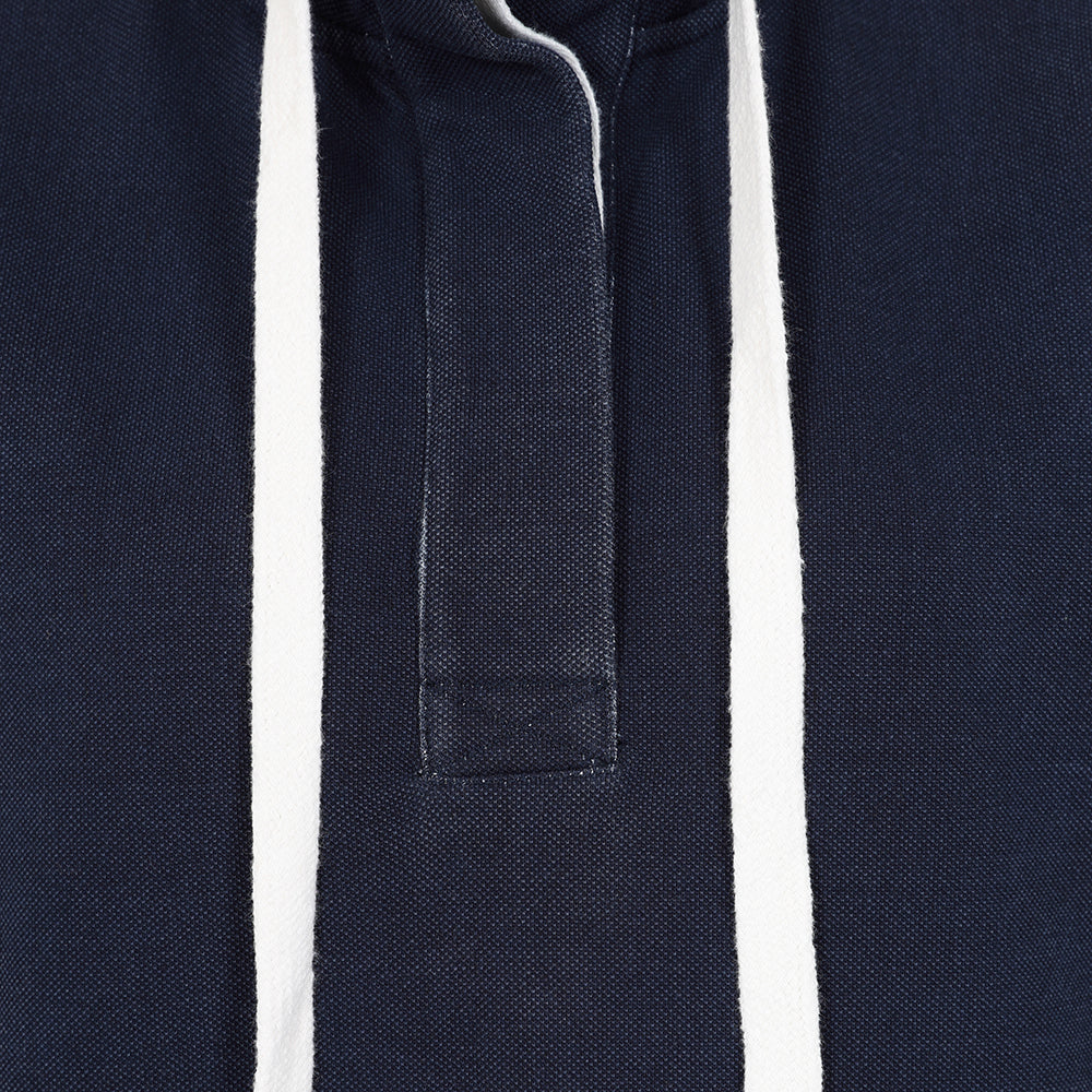 LJ301 - Pique Button Neck Sweatshirt - Twilight - White Drawstrings