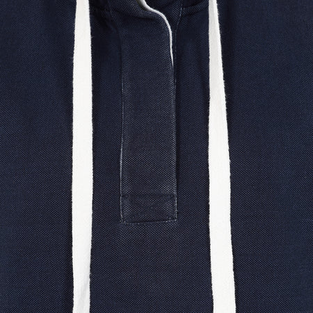 LJ301 - Pique Button Neck Sweatshirt - Twilight - White Drawstrings